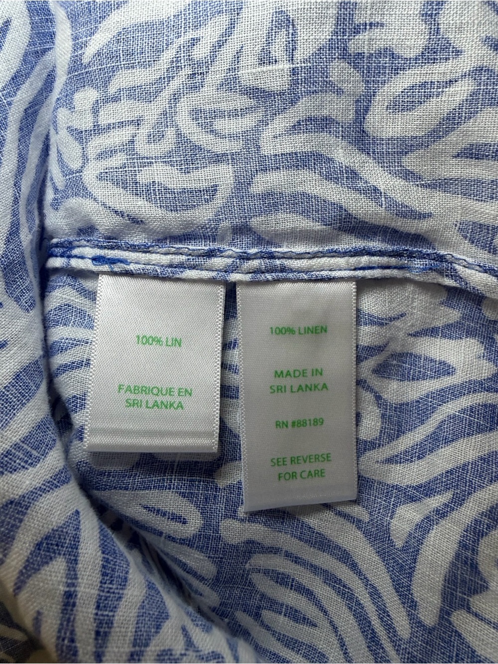 Lilly Pulitzer XL 100% Linen Blue White Button Front Beach Shirt Never Worn - Picture 4 of 5